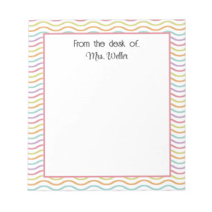 Rainbow Wavy Lined Personalisiert Vom Schreibtisch Notizblock