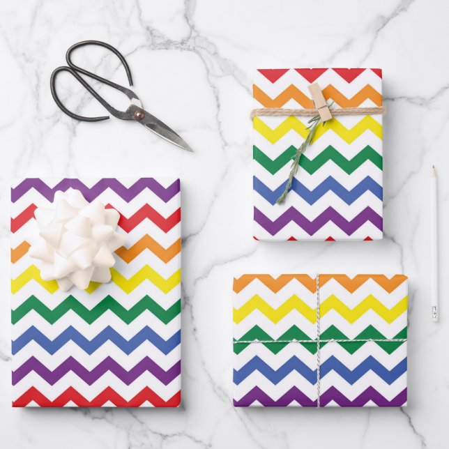Rainbow Wavy Lines Geschenkpapier Set (Vorderseite)