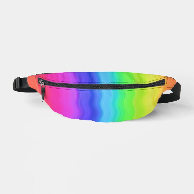 Rainbow Wavy Wave Gradual Pastel Farbe Bauchtasche (Vorderseite)
