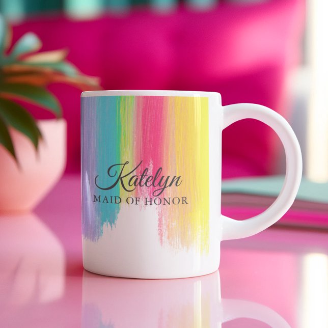 Rainbow Wedding Brautparty Trauzeugin Custom Kaffeetasse (Von Creator hochgeladen)