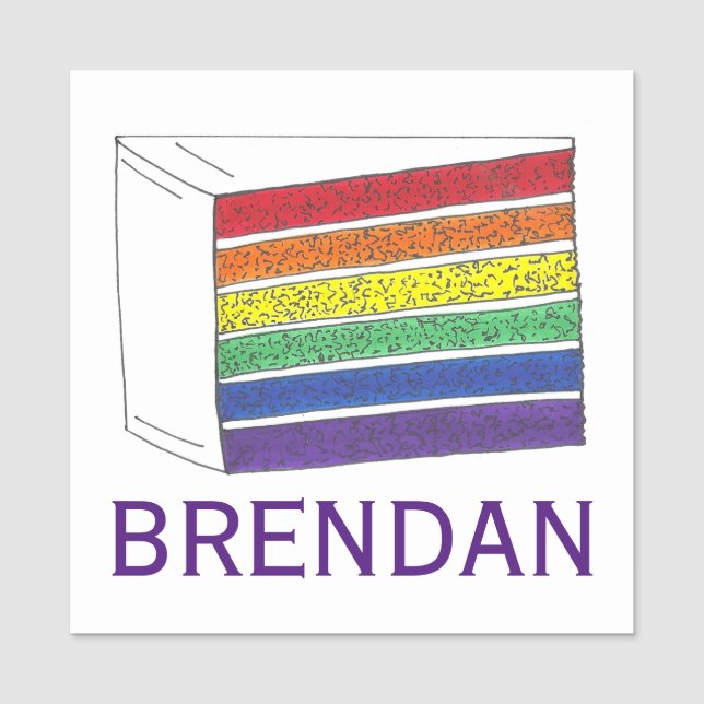 Rainbow Wedding Cake Slice LGBT Gay Pride Namensschild (Vorderseite)