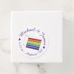 Rainbow Wedding Cake Slice Lila Heart LGBT Gay Geschenkanhänger