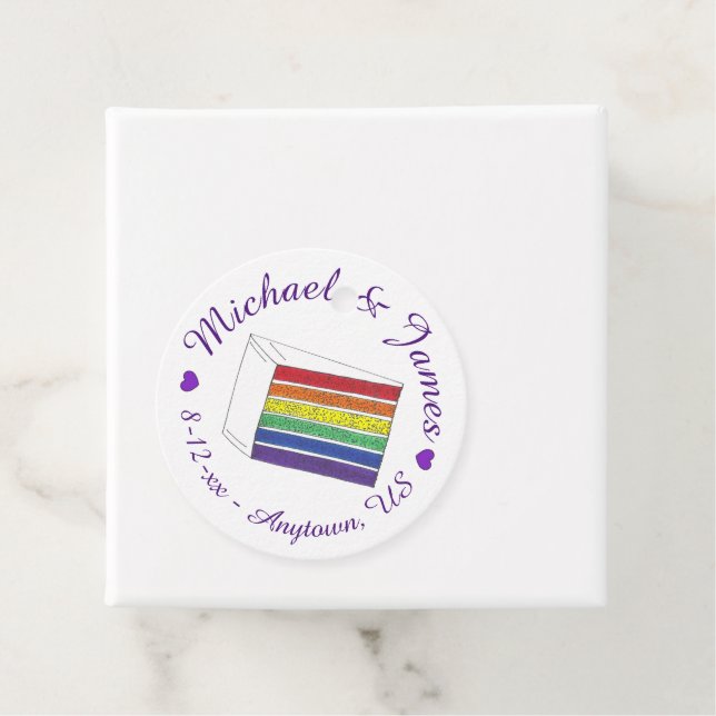 Rainbow Wedding Cake Slice Lila Heart LGBT Gay Geschenkanhänger (Beispiel)