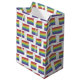 Rainbow Wedding Cake Slice Lila Heart LGBT Gay Mittlere Geschenktüte