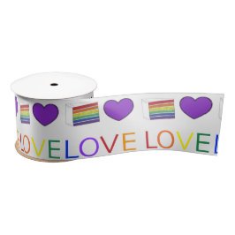 Rainbow Wedding Cake Slice Lila Heart LGBT Gay Satinband