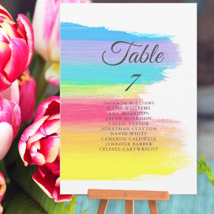 Rainbow Wedding Elegant Table Card mit Namen