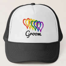 Rainbow Wedding Layered Hearts Groom