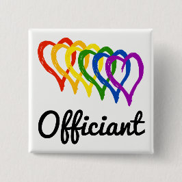 Rainbow Wedding Layered Hearts Officers Button