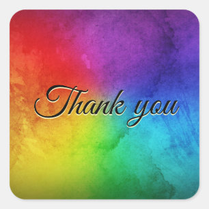 Rainbow Wedding Personalize Vielen Dank Quadratischer Aufkleber