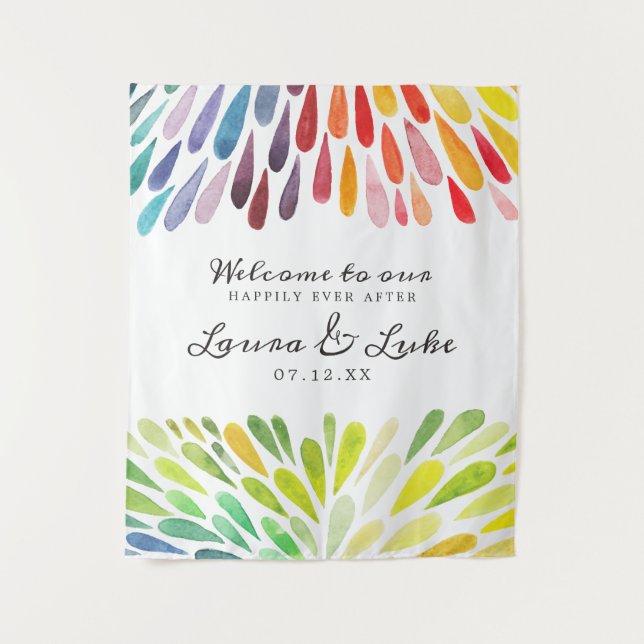 Rainbow Wedding Poster Wandteppich (Vorderseite)