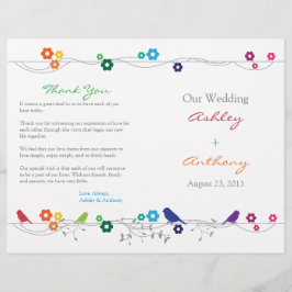 Rainbow Wedding Program Birds Blume