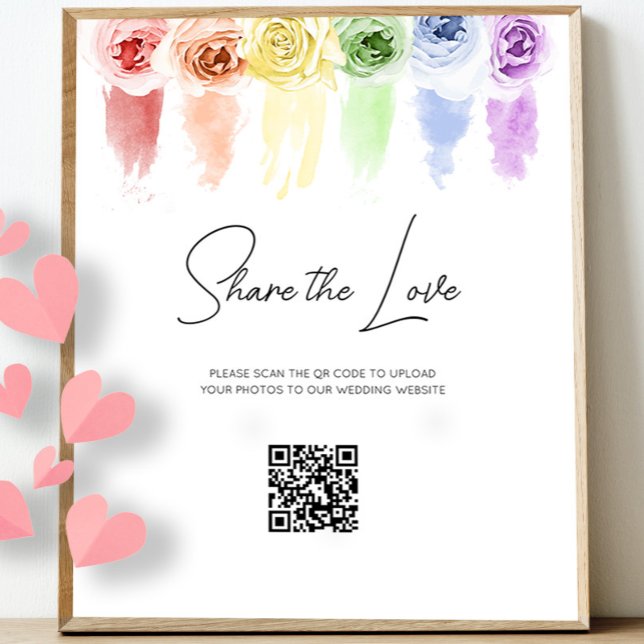 Rainbow Wedding QR Code Sign Fotoplatte (Von Creator hochgeladen)