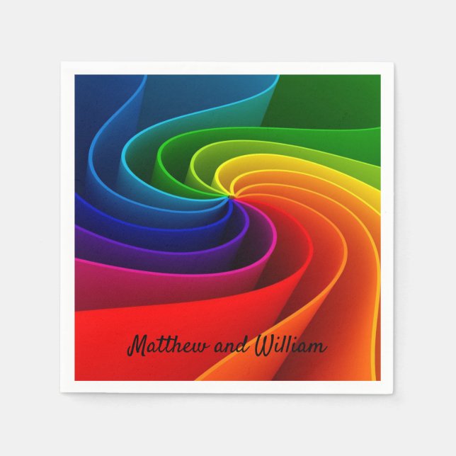 Rainbow Wedding Reception Cocktail Napkin Serviette (Vorderseite)