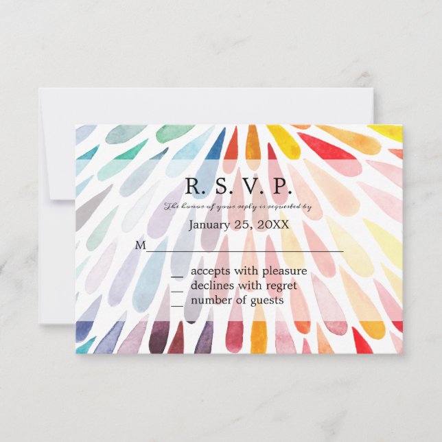 Rainbow Wedding Response Cards RSVP Karte (Vorderseite)