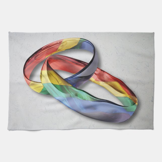 Rainbow Wedding Rings for Marriage Equality Handtuch (Horizontal)