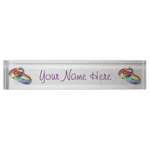 Rainbow Wedding Rings for Marriage Equality Namensplakette
