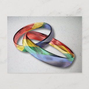 Rainbow Wedding Rings for Marriage Equality Postkarte
