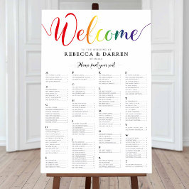 Rainbow Wedding Seating Chart Alphabethisch Poster