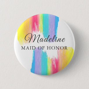 Rainbow Wedding Trauzeugin Individuelle Name Tag Button