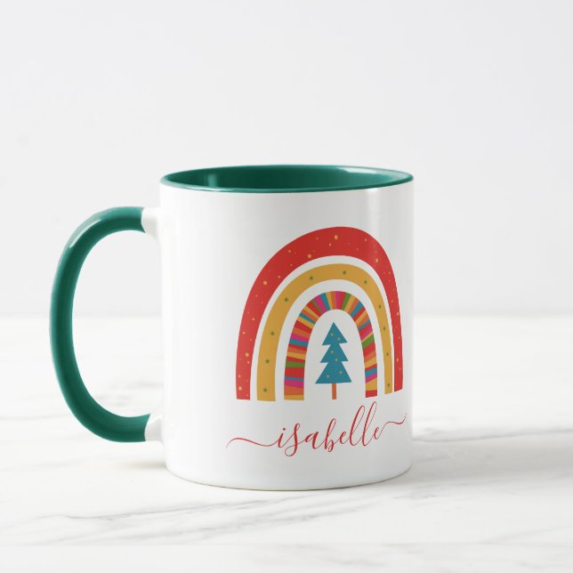 Rainbow Weihnachten bunter niedlicher Spaß persona Tasse (Links)