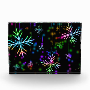 Rainbow Weihnachten Schneeflocken Fotoblock