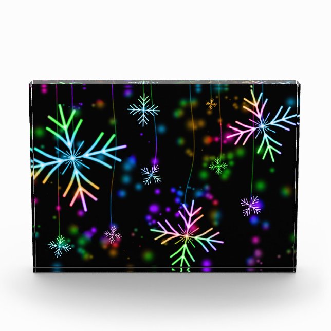 Rainbow Weihnachten Schneeflocken Fotoblock (Vorderseite)