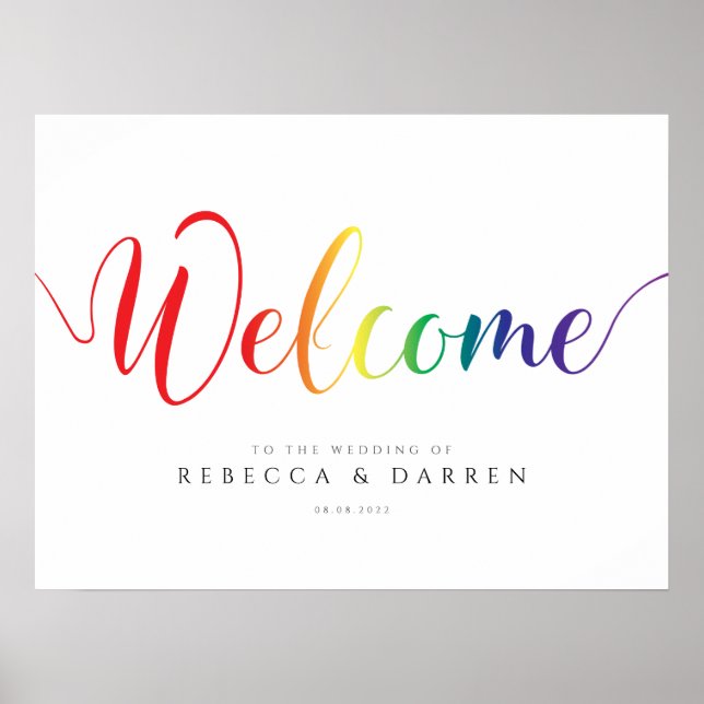 Rainbow Welcome Sign eigens für LGBT-Hochzeit Poster (Vorne)