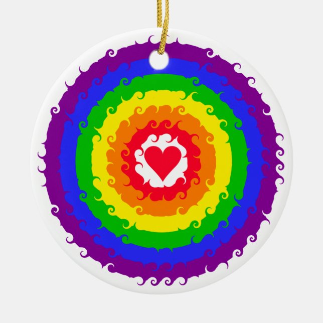 Rainbow Wheel Keramik Ornament (Vorne)
