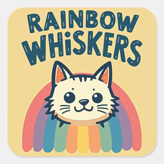 Rainbow Whiskers Cat Sticker (Vorderseite)