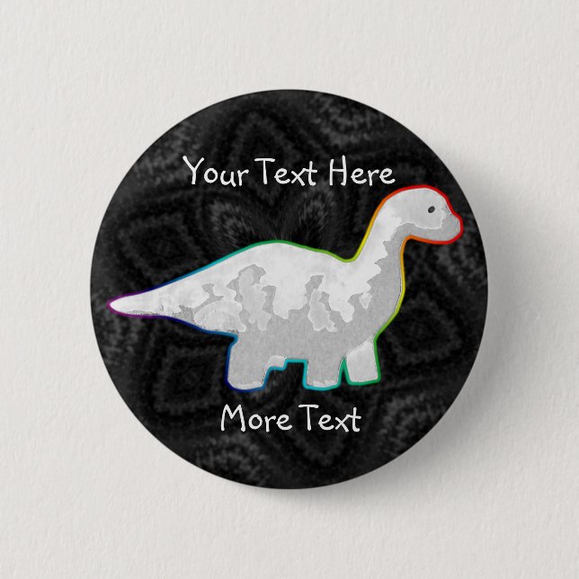 Rainbow White Dino Button (Vorderseite)