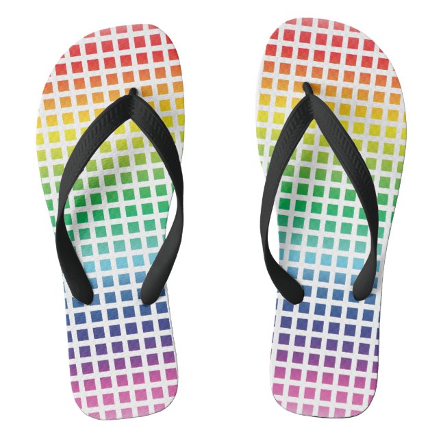 Rainbow white grid pattern Prigbtq lgbt Flip Flops (Fußbett)