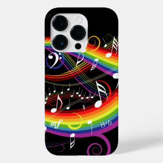 Rainbow White Musiknoten auf Black Case-Mate iPhone Hülle