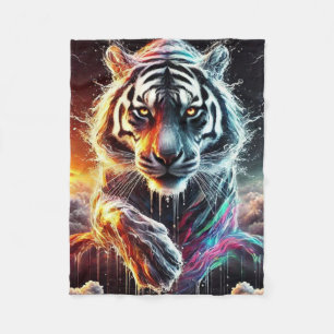 Rainbow White Tiger Fleecedecke