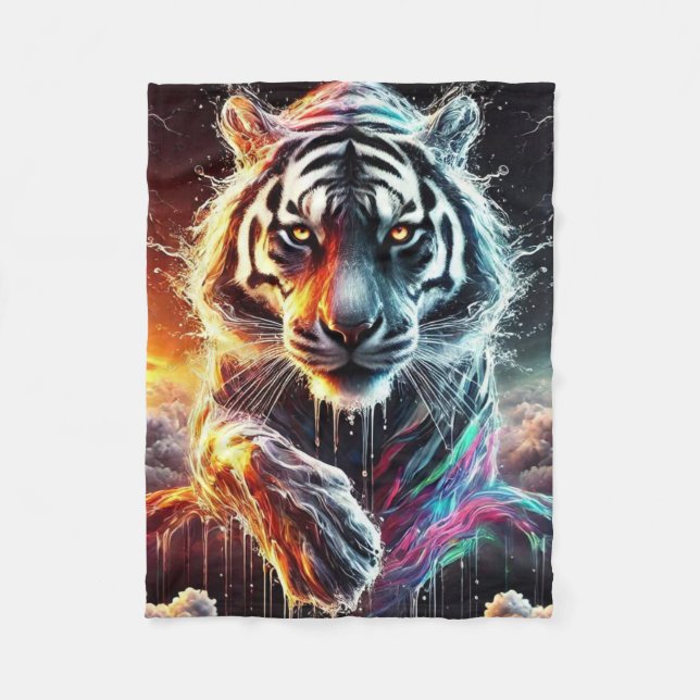 Rainbow White Tiger Fleecedecke (Vorderseite)