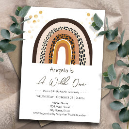 Rainbow Wild One Boho Animal Print Kindergeburtsta Einladung