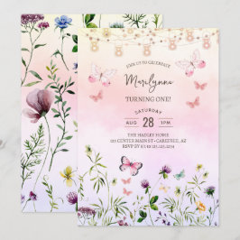 Rainbow Wildblume Boho 1. Geburtstag Einladung