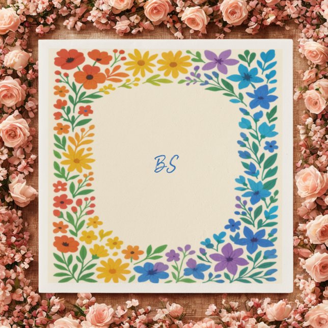 Rainbow-Wildblume Rustikale Blumenhochzeit Serviette (Von Creator hochgeladen)