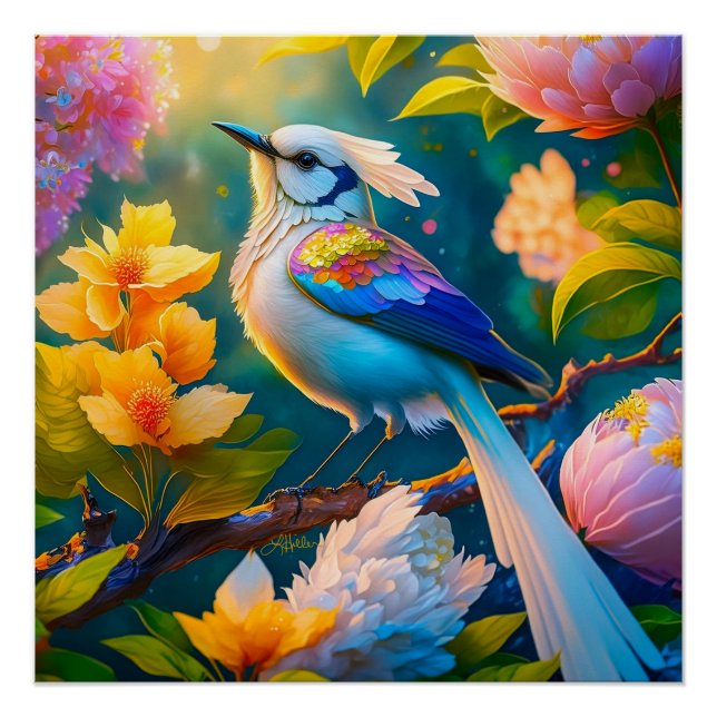 Rainbow Winged Jay Fantasy Bird Poster (Vorderseite)
