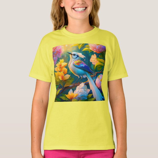Rainbow Winged Jay Fantasy Bird T-Shirt (Vorderseite)