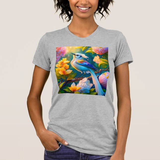Rainbow Winged Jay Fantasy Bird T-Shirt (Vorderseite)