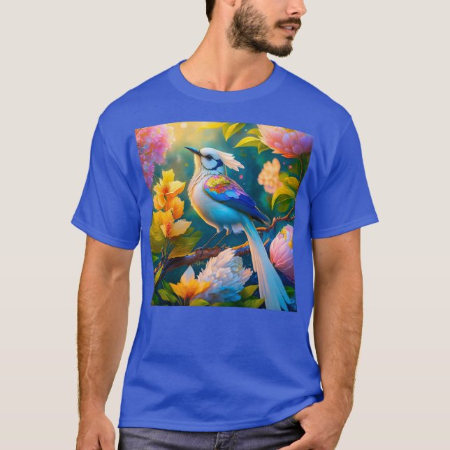 Rainbow Winged Jay Fantasy Bird T-Shirt (Vorderseite)