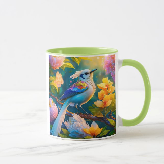 Rainbow Winged Jay Fantasy Bird Tasse (Rechts)