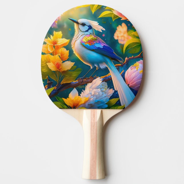 Rainbow Winged Jay Fantasy Bird Tischtennis Schläger (Vorderseite)