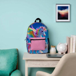 Rainbow Winged Prancing Unicorn Bedruckter Rucksack
