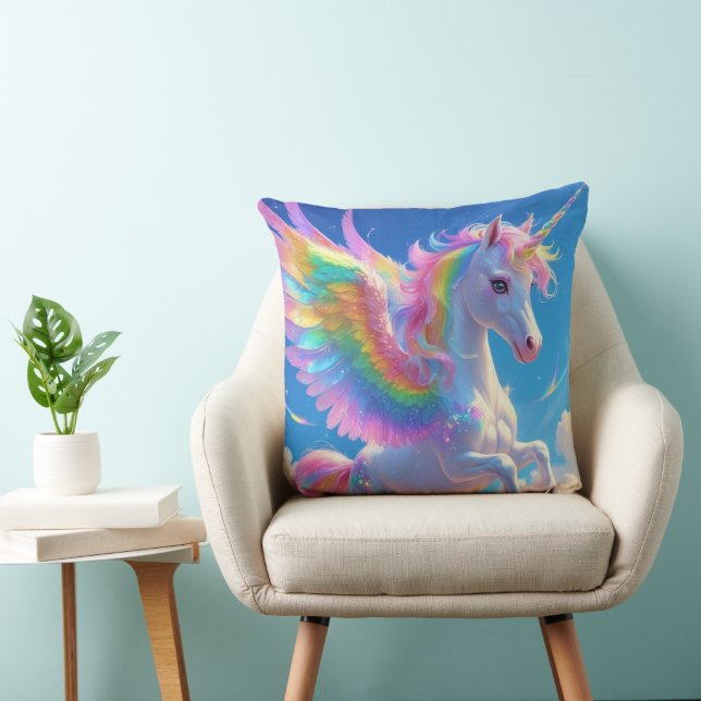 Rainbow Winged Prancing Unicorn Kissen (Stuhl )