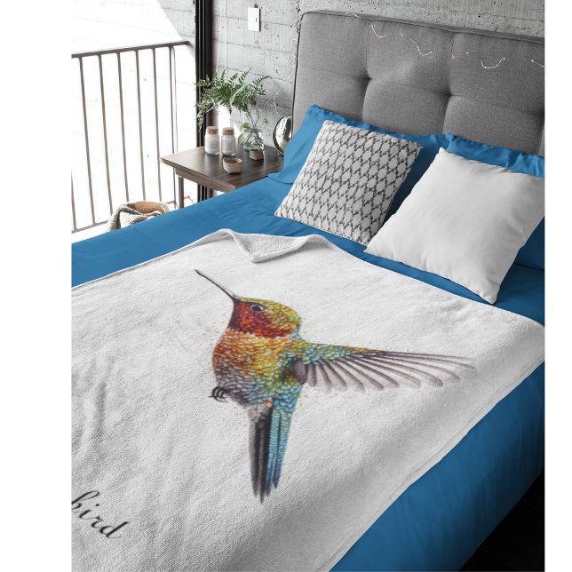 Rainbow Wings: Lebhafte Hummingbird Art, kundenspe Fleecedecke (Von Creator hochgeladen)