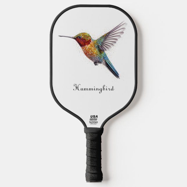 Rainbow Wings: Lebhafte Hummingbird Art, kundenspe Pickleball Schläger (Vorderseite)