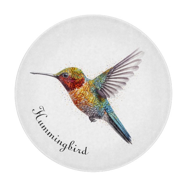Rainbow Wings: Lebhafte Hummingbird Art, kundenspe Schneidebrett (Vorderseite)