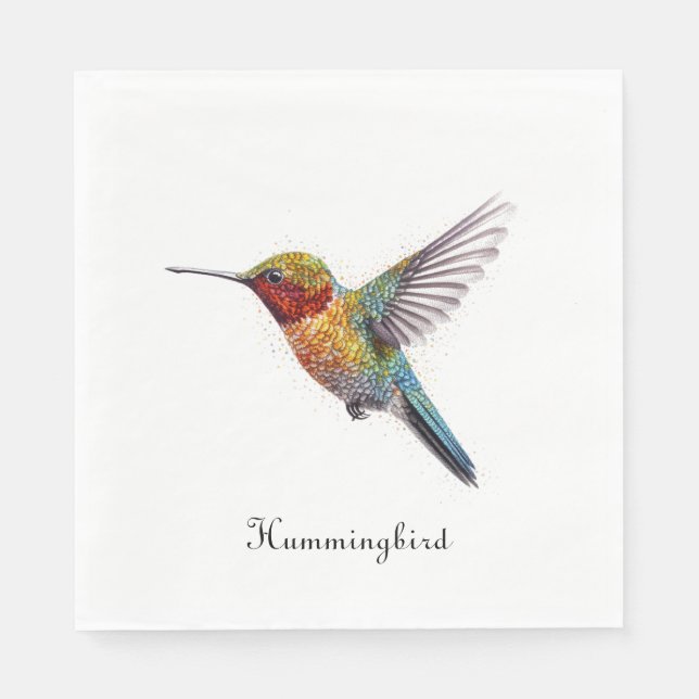 Rainbow Wings: Lebhafte Hummingbird Art, kundenspe Serviette (Vorderseite)