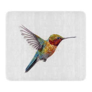 Rainbow Wings: Lebhafte Hummingbird Art Schneidebrett